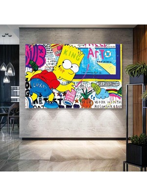 Simpson Bart Grafitti Sokak Sanatı Yatay Hd Baskı Kanvas Tablo