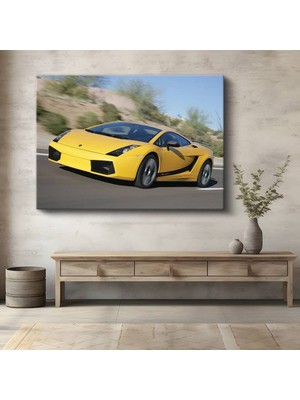 Lamborghini Gallardo Sarı Süper Kanvas Tablo Italyan Boğa Spor Otomobil Tablo