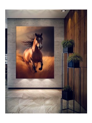 GülsenArt Koşan At Atlar Hd Kalite Dekoratif Hd Dijital Baskı Dikey Kanvas Tablo 7