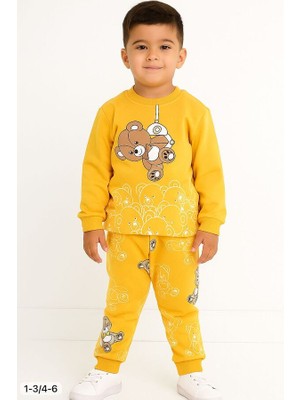 Hümazade Sarı Ayıcık 4-5-6 Yaş Çocuk Alt Üst Takım Pijama Takım