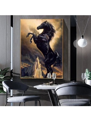 GülsenArt Dekoratif Horse Hd Dijital Baskı Dikey Kanvas Tablo Oturma Odası Yatak Odası Ofis Dekoru