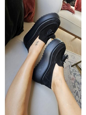 Ops 075 6304 Topukla Kadın Hakiki Deri Kalın Tabanlı Ayakkabı