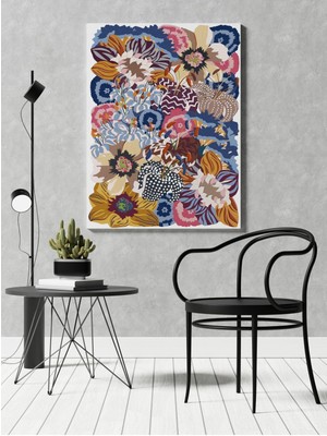 Hd Dijital Baskı Dikey Kanvas Tablo Beyaz Renkli Çiçekler Temalı Ofis Dekoru Oturma Odası Dekor