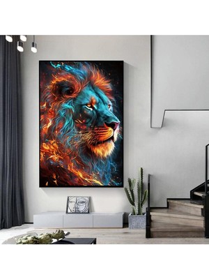 Hayvanlar Alemi Soyut Sanat Dekoratif Ahşap Hd Dijital Baskı Dikey Kanvas Tablo