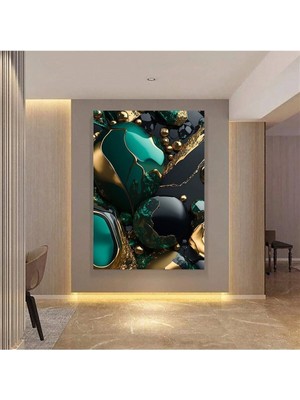 GülsenArt Gold - Yeşil Soyut Abstract Hd Hd Baskı Kanvas Tablo Hd Dijital Baskı Dikey Kanvas Tablo 41