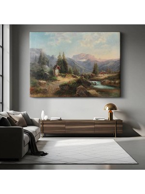 Heinrich Bürkel Alp Dağları Doğa Manzarası Kanvas Tablo Duvar Tablosu Dekoratif Ressam Tablosu