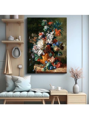 Jan Van Huysum Çiçek Sanat Kompozisyonu Kanvas Tablo Duvar Tablosu Dekoratif Ressam Tablosu