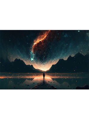 Auro Işığı ve Gece Manzarası Hd Baskı Kanvas Tablo Hd Dijital Baskı Yatay Kanvas Tablo Y46