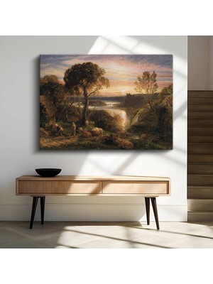 GülsenArt Samuel Palmer Gün Batımı Pastoral Manzara Kanvas Tablo Duvar Tablosu Dekoratif Ressam Tablosu