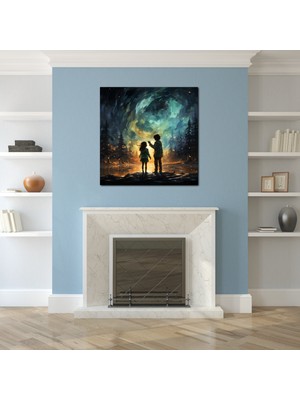 Kuzey Işıkları Hd Kare Baskı Kanvas Tablo Her Ebatta Dekoratif Dijital