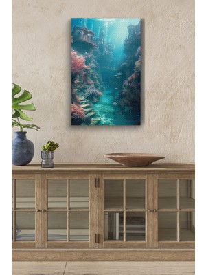 Su Altı Şehri Hd Baskı Kanvas Tablo Hd Dijital Baskı Dikey Kanvas Tablo