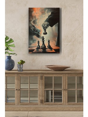 Satranç Taşları ve Hamlesi Hd Dijital Baskı Dikey Kanvas TABLO3232