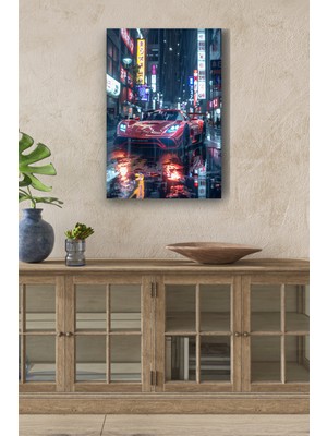 Dekoratif Modern Araba Yağlı Boya Görünümlü Hd Dijital Baskı Dikey Kanvas Tablo 522