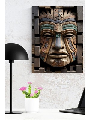 Totem Temalı Dekoratif Hd Baskı Kanvas Tablosu Hd Dijital Baskı Dikey Kanvas Tablo