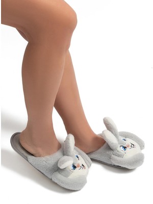 Twigy Bany Kadın, Garson Boy Hayvanlı Terlik Gri 37/41