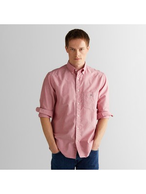 Gant Erkek Kırmızı Regular Fit Düğmeli Yaka Gömlek