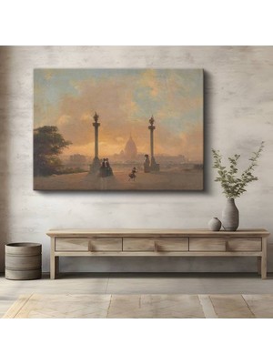 Ippolito Caffi Roma Tarihi Şehir Manzarası Kanvas Tablo Duvar Tablosu Dekoratif Ressam Tablosu