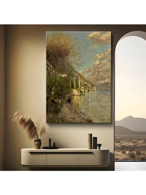 Claude Monet Sakin Göl Kenarı Manzarası Kanvas Tablo Duvar Tablosu Dekoratif Ressam Tablosu