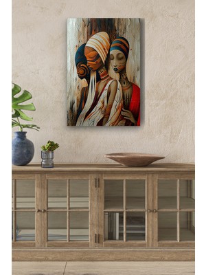 Afrikalı Kadınlar Soyutsal Çizim Yağlı Boya Görünümlü Hd Dijital Baskı Dikey Kanvas TABLO56432