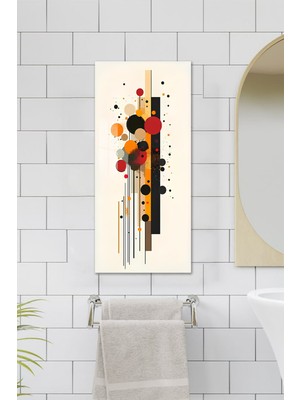 KutuTR Geometrik Renkli Soyut Desenli Temperli Cam Dik Tablo – 30X60 cm Hd Uv Baskı - DCT015