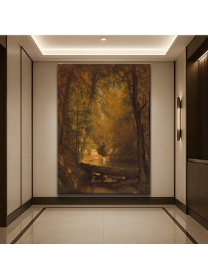 GülsenArt Thomas Moran Sonbahar Orman Renkleri Kanvas Tablo Duvar Tablosu Dekoratif Ressam Tablosu