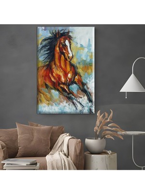 GülsenArt |şık Koşan At Tablosu 44 |çerçevesiz Hd Dijital Dekoratif Dikey Baskı Kanvas Tablo