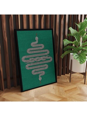 GülsenArt Hd Baskı Kanvas Tablo Yeşil Ja Yılan Temalı 995 Hd Dijital Baskı Dikey Kanvas Tablo Dekoratif