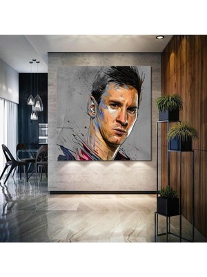 Lionel Messi Arjantin Futbol Art Çizim Dekor Hd Dijital Baskı Kare Kanvas Tablo Çocuk Odası Dekoru