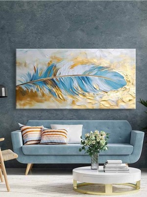 Soyut Kuş Tüyü Dekoratif Hd Dijital Baskı Yatay Panoramik Kanvas Tablo - VOOV2463