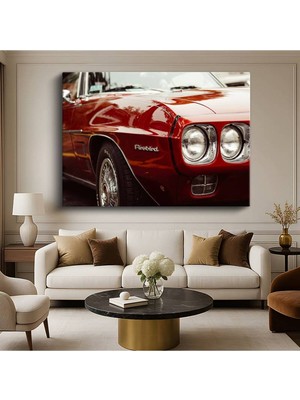 Pontiac Firebird Kırmızı Klasik Kanvas Tablo Amerikan Muscle Car Detroit Tablo