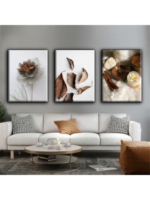 Dekoratif Tablonuz Dekoratif Şık Modern Hd Baskı 3'lü Dikey Kanvas Tablo Kombin H34