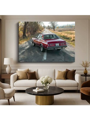 Chevrolet Nova Kırmızı Klasik Kanvas Tablo Amerikan Sedan Detroit Muscle Tablo