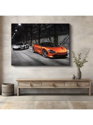 Mclaren 720S Turuncu Süper Araba Kanvas Tablo Ingiliz Ikilisi Otomobil Tablo