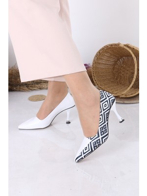 Victoria Desenli Siyah Ince Topuklu Stiletto