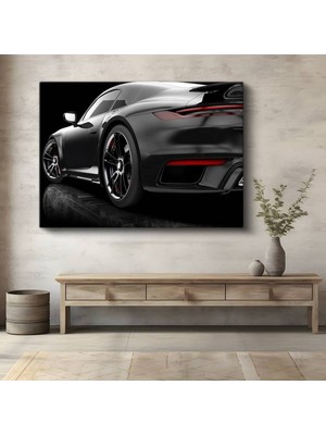 Porsche 911 Siyah Spor Araba Kanvas Tablo Stuttgart Otomobil Detayı Tablo
