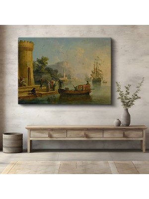 Claude Lorrain Liman Deniz Manzarası Kanvas Tablo Duvar Tablosu Dekoratif Ressam Tablosu