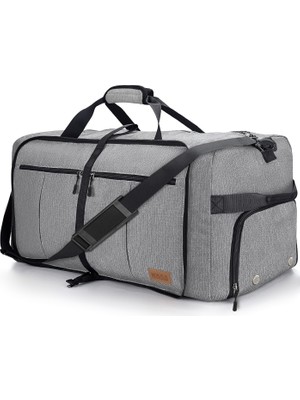 Haegs Katlanabilir Seyahat Çantası, Erkek - Kadın Için Bavul Valiz Çanta Büyük Boy 100L - Gri