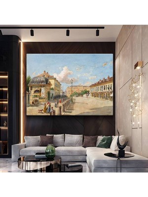 GülsenArt Rudolf Von Alt Viyana Sokak Şehir Manzarası Kanvas Tablo Duvar Tablosu Dekoratif Ressam Tablosu