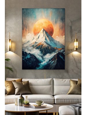 Dağ Güneş Manzara Soyut Modern Kanvas Tablo - Duvar Tablosu - Canvas Tablo - Duvar Dekorasyonu