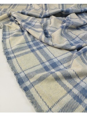 Kumaş Parça Krem Grimavi Ekoseli Örme Kumaş (En 150 cm x Boy 360 Cm)