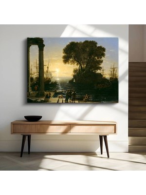 Claude Lorrain Liman Doğuşu Deniz Manzarası Kanvas Tablo Duvar Tablosu Dekoratif Ressam Tablosu
