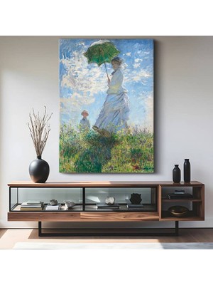 GülsenArt Claude Monet Şemsiyeli Zarif Kadın Kanvas Tablo Duvar Tablosu Dekoratif Ressam Tablosu