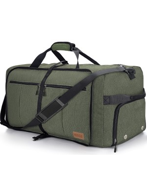 Haegs Katlanabilir Seyahat Çantası, Ayakkabı Bölmeli Hafta Sonu Geceleme, Katlanır Hurç 100L - Haki