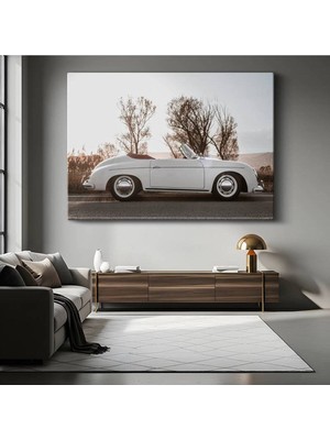 Porsche 356 Speedster Beyaz Kanvas Tablo Klasik Cabriolet Stuttgart Tablo