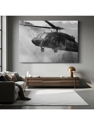Black Hawk Helikopter Görev Kanvas Tablo Askeri Hava Gücü Tablo