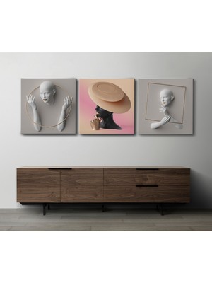 Dekor Ofisi Muhteşem Kadın ve Şekiller Minimalist Dekoratif Kanvas Tablo