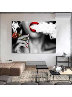 Dekoratif Red Lips ''€'' Hd Dijital Baskı Yatay Kanvas Tablo Yatak Odası Oturma Odası Dekor