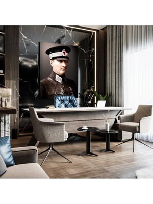 Atatürk Modelli Dekoratif Şık Hd Dijital Baskı Dikey Kanvas Tablo Ofis Işyeri Cafe Dekoru