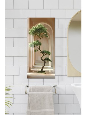 KutuTR Modern Ağaç ve Kemerli Perspektif Temalı Temperli Cam Dik Tablo 30X60 cm Ebadında Uv Baskı - DCT028
