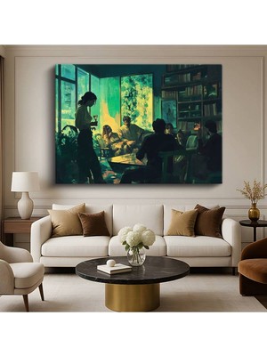 Jeremy Mann Akşam Buluşması Sosyal Yaşam Resmi Kanvas Tablo Duvar Tablosu Dekoratif Ressam Tablosu